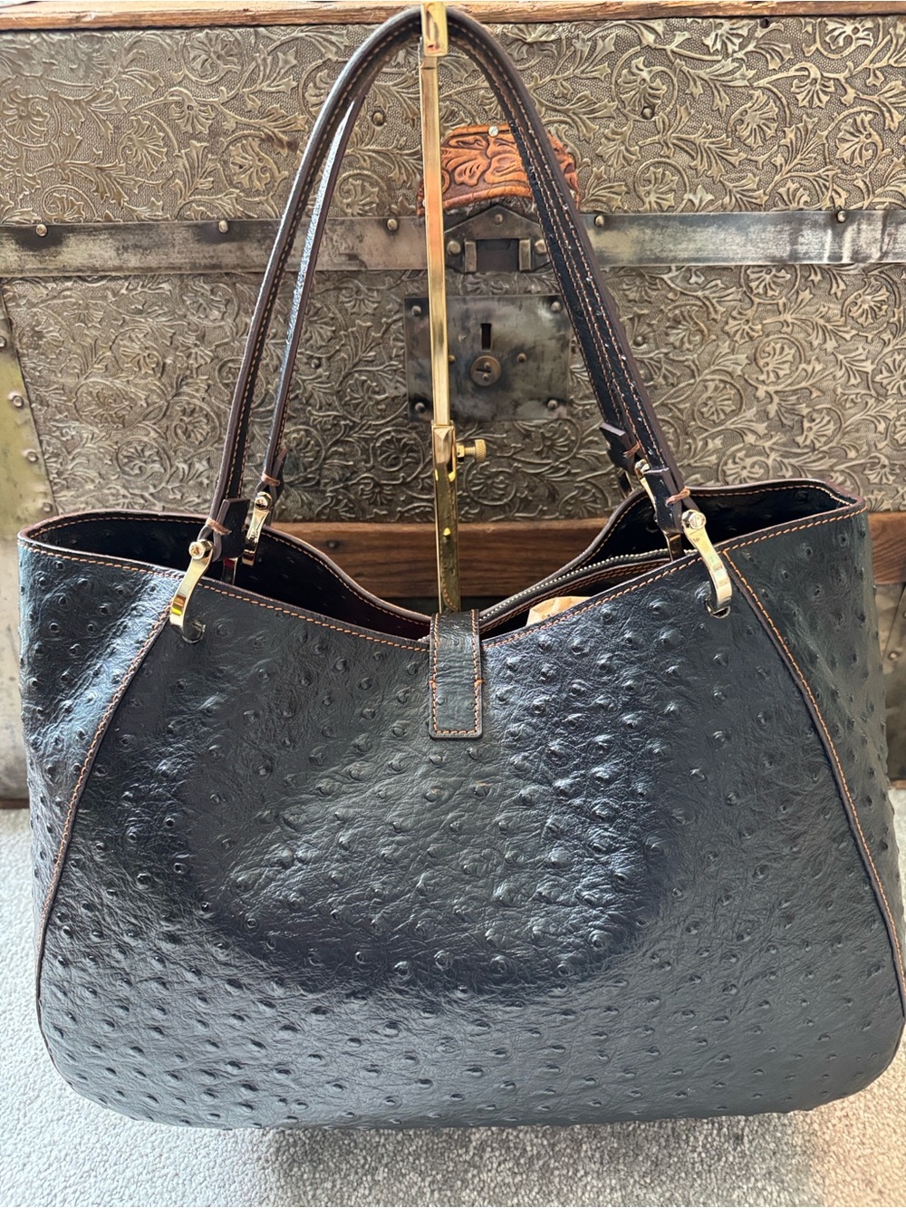 Dooney & Bourke Alto Ostrich Camilla in Black - Picture 2 of 15